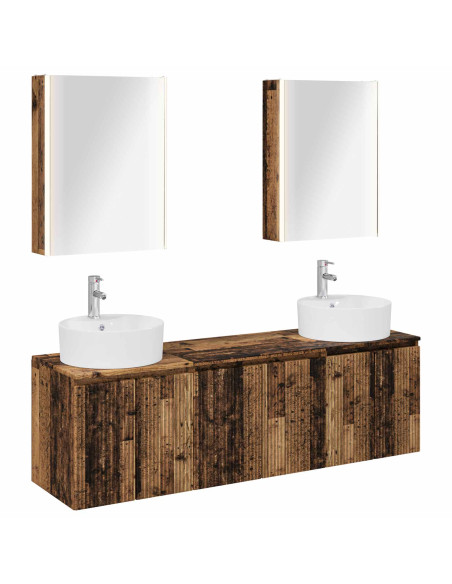 Set di Armadi da Bagno 5 pcs Legno antico Legno ingegnerizzato