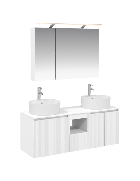 Set di Armadi da Bagno 4 pcs Bianco Legno ingegnerizzato