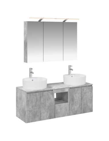 Set di Armadi da Bagno 4 pcs Grigio Cemento