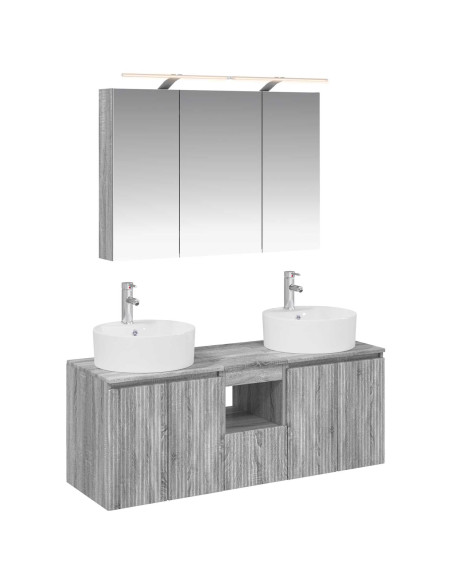 Set di Armadi da Bagno 4 pcs Sonoma grigio Legno ingegnerizzato