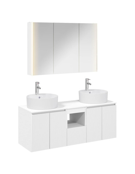 Set di Armadi da Bagno 4 pcs Bianco Legno ingegnerizzato
