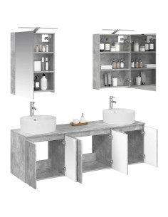 Set di Armadi da Bagno 5 pcs Grigio Cemento 2