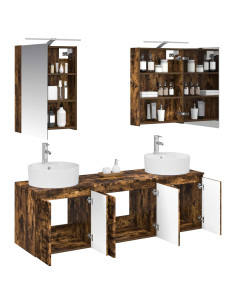 Set di Armadi da Bagno 5 pcs Rovere Fumo Legno ingegnerizzato 2