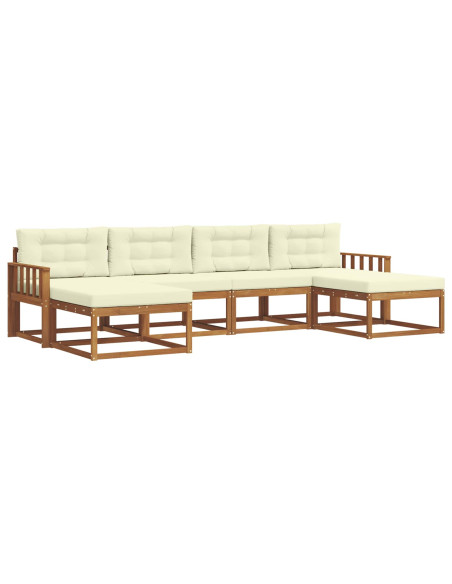 Set di divani da esterno con cuscino 6 pcs Naturale e Crema