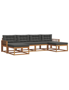 Set di divani da esterno con cuscino 6 pcs Naturale e Antracite 2
