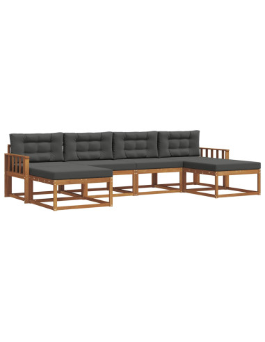 Set di divani da esterno con cuscino 6 pcs Naturale e Antracite