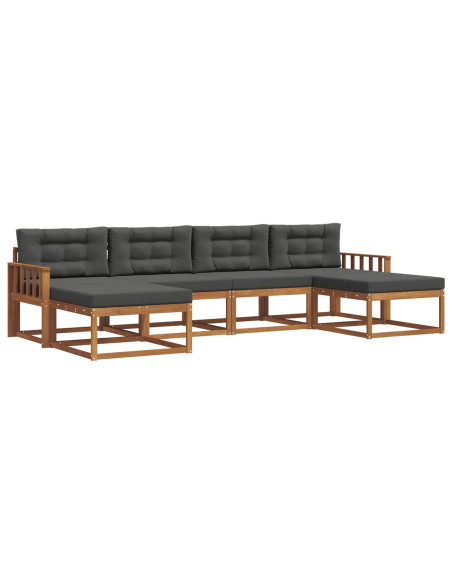Set di divani da esterno con cuscino 6 pcs Naturale e Antracite