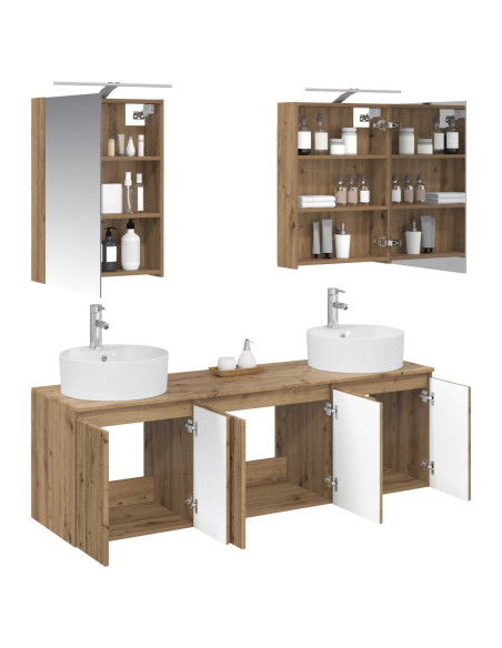 Set di Armadi da Bagno 5 pcs Rovere Artigianale