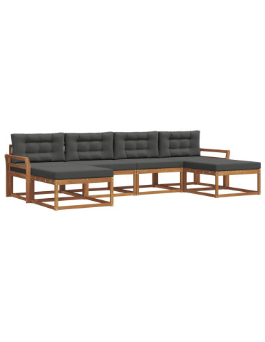 Set di divani da esterno con cuscino 6 pcs Naturale e Antracite