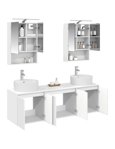 Set di Armadi da Bagno 5 pcs Bianco Legno ingegnerizzato