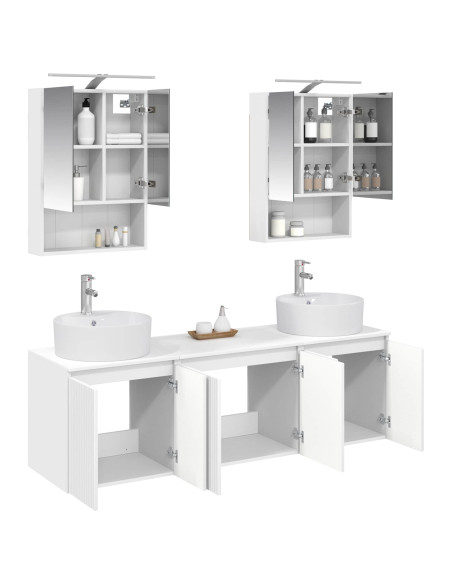 Set di Armadi da Bagno 5 pcs Bianco Legno ingegnerizzato