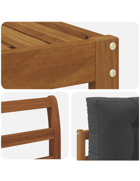 Set di divani da esterno con cuscino 6 pcs Naturale e Antracite