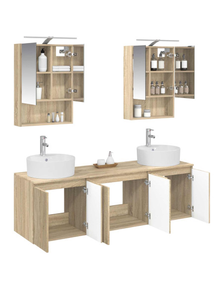 Set di Armadi da Bagno 5 pcs Rovere Sonoma Legno ingegnerizzato