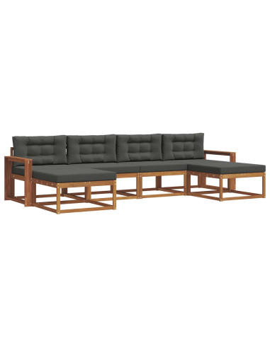 Set di divani da esterno con cuscino 6 pcs Naturale e Antracite