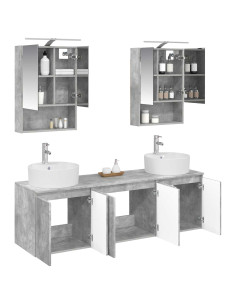 Set di Armadi da Bagno 5 pcs Grigio Cemento 2