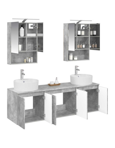 Set di Armadi da Bagno 5 pcs Grigio Cemento