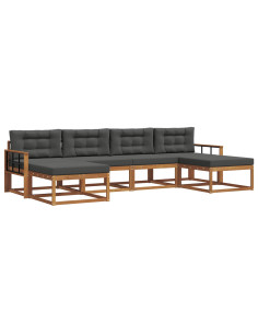 Set di divani da esterno con cuscino 6 pcs Naturale e Antracite 2