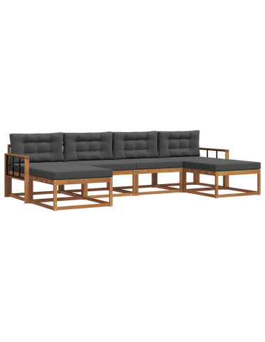 Set di divani da esterno con cuscino 6 pcs Naturale e Antracite