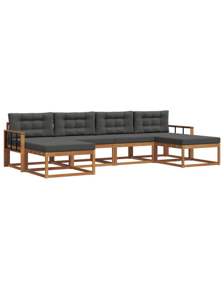 Set di divani da esterno con cuscino 6 pcs Naturale e Antracite