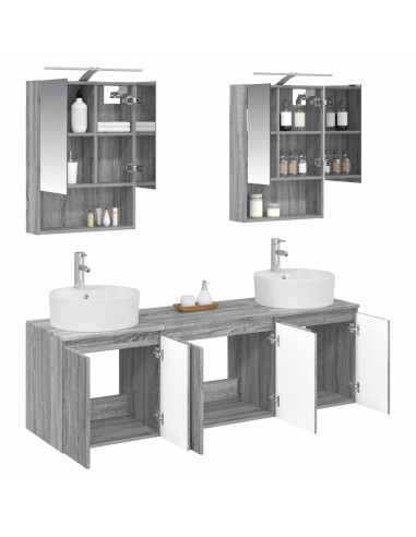 Set di Armadi da Bagno 5 pcs Sonoma grigio Legno ingegnerizzato