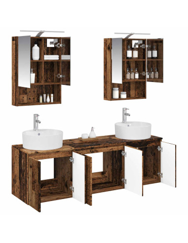 Set di Armadi da Bagno 5 pcs Legno antico Legno ingegnerizzato