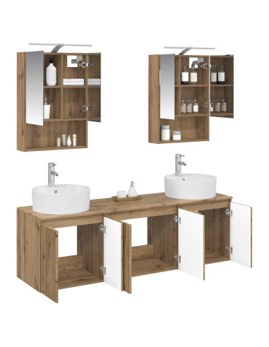 Set di Armadi da Bagno 5 pcs Rovere Artigianale