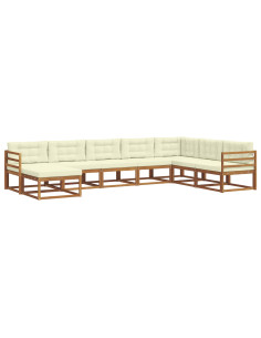 Set di divani da esterno con cuscino 8 pcs Naturale e Crema 2