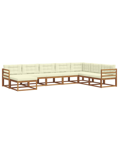 Set di divani da esterno con cuscino 8 pcs Naturale e Crema