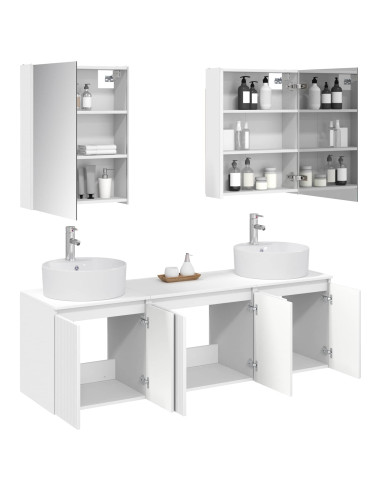Set di Armadi da Bagno 5 pcs Bianco Legno ingegnerizzato