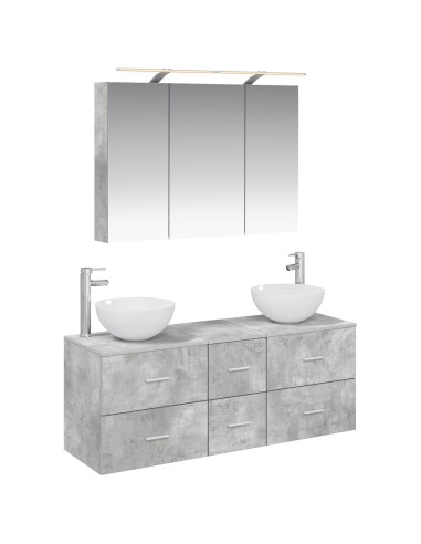 Set di mobili per il bagno 4 pcs Grigio Cemento