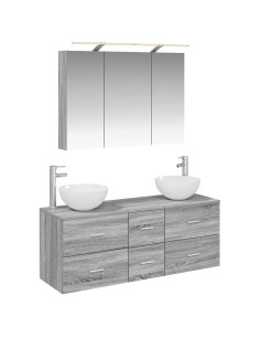 Set di mobili per il bagno 4 pcs Sonoma grigio