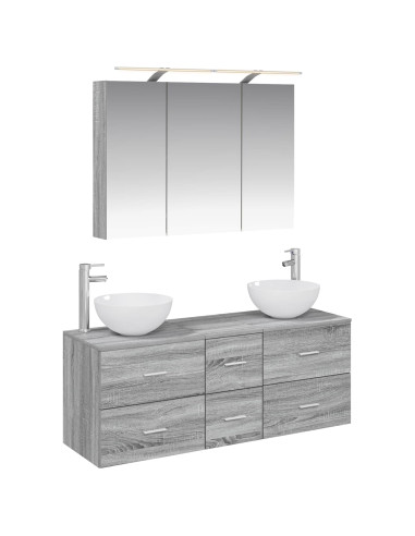 Set di mobili per il bagno 4 pcs Sonoma grigio