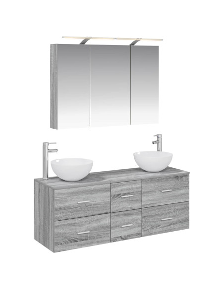 Set di mobili per il bagno 4 pcs Sonoma grigio