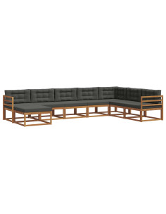 Set di divani da esterno con cuscino 8 pcs Naturale e Antracite 2