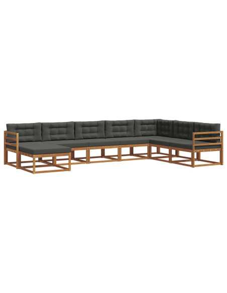 Set di divani da esterno con cuscino 8 pcs Naturale e Antracite