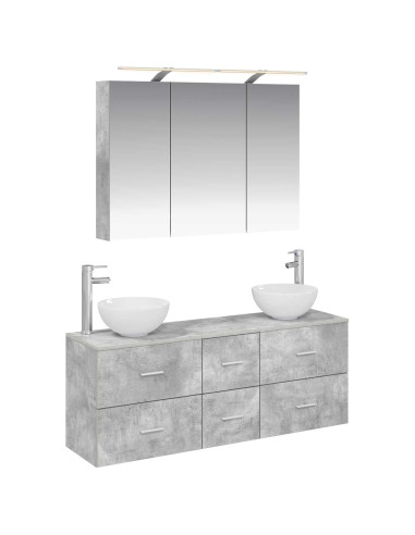 Set di mobili per il bagno 4 pcs Grigio Cemento