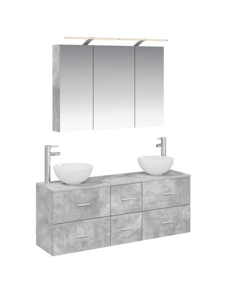 Set di mobili per il bagno 4 pcs Grigio Cemento