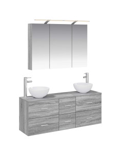 Set di mobili per il bagno 4 pcs Sonoma grigio