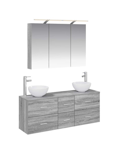 Set di mobili per il bagno 4 pcs Sonoma grigio