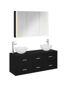 Set di mobili per il bagno 4 pcs Rovere Nero