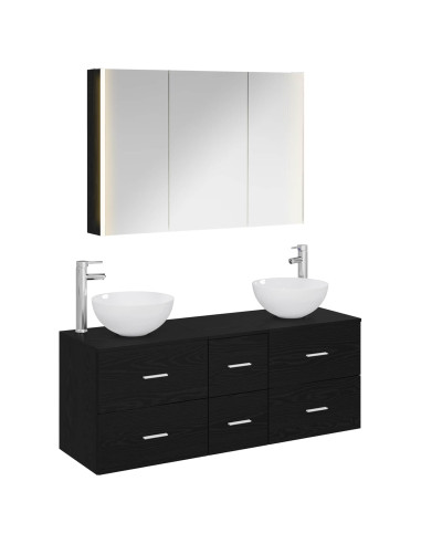 Set di mobili per il bagno 4 pcs Rovere Nero