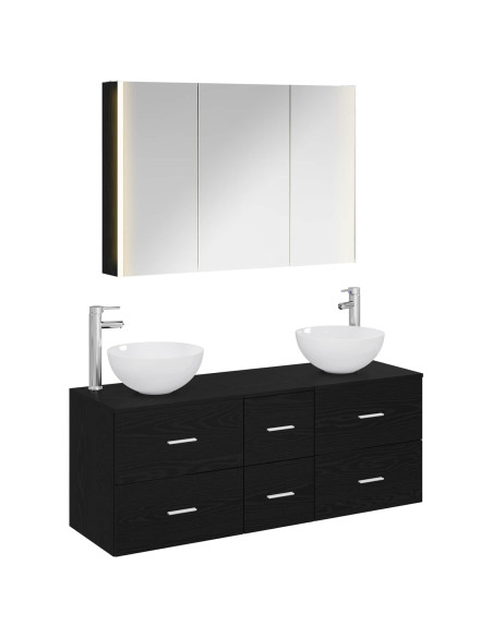 Set di mobili per il bagno 4 pcs Rovere Nero