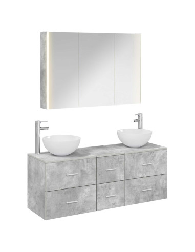 Set di mobili per il bagno 4 pcs Grigio Cemento