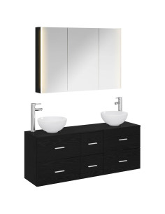 Set di mobili per il bagno 4 pcs Rovere Nero