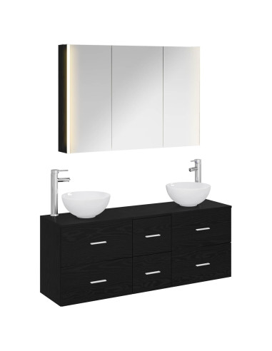 Set di mobili per il bagno 4 pcs Rovere Nero