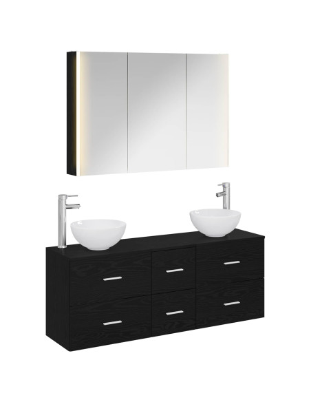 Set di mobili per il bagno 4 pcs Rovere Nero