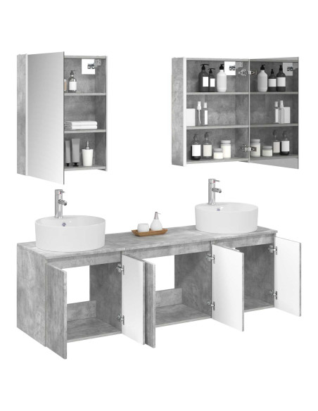 Set di Armadi da Bagno 5 pcs Grigio Cemento