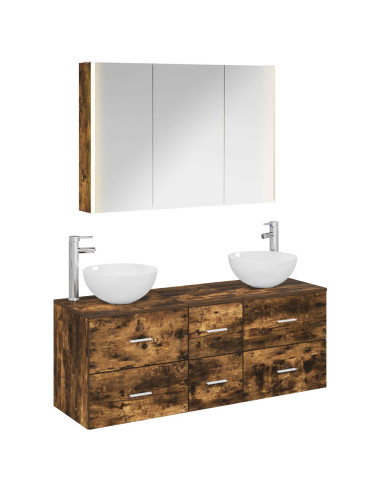 Set di mobili per il bagno 4 pcs Rovere Fumo