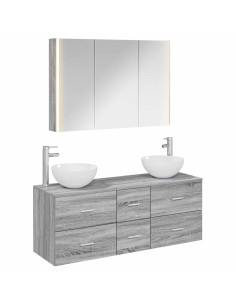 Set di mobili per il bagno 4 pcs Sonoma grigio