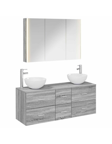 Set di mobili per il bagno 4 pcs Sonoma grigio